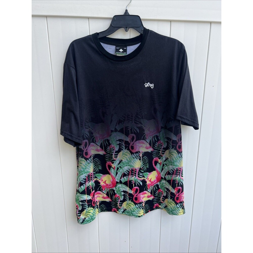 LRG T Shirt Men’s XL Lifted Research Group Floral Flamingos Short Sleeve